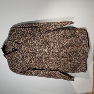 Gap Leopard Print Stretch Denim Dress Large